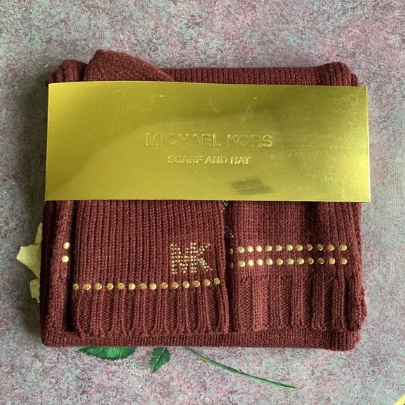 Michael Kors Accessories - 🥀NWT Michael Kors Scarf and Hat Set, Wine Color